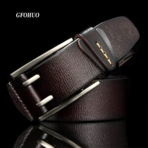 British Style Double Pin Buckle High Quality Genuine Leather Belt For Men