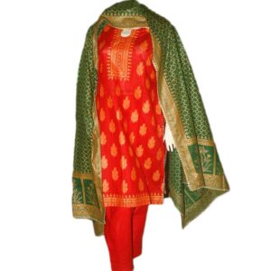 3 Pieces Stitched Lawn Suits - Red Medium Size