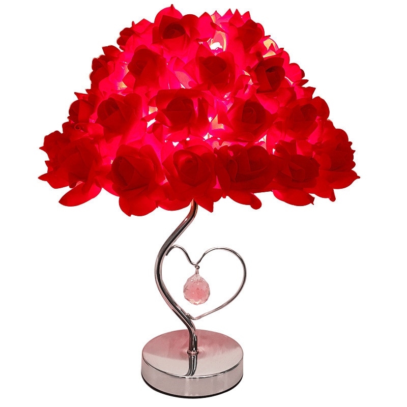 USB Rose Flower Table Lamp Night Lights Home Party Wedding Bedroom Decoration